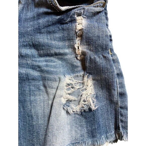 machine nouvelle mode distressed blue denim stretchy shorts M cotton beach boho - Picture 9 of 15